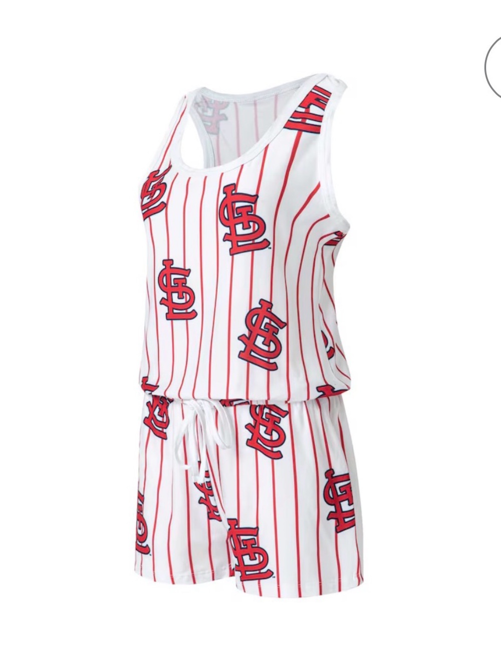 Fanatics White Red St. Louis Cardinals Pinstripe Athletic Shorts Romper